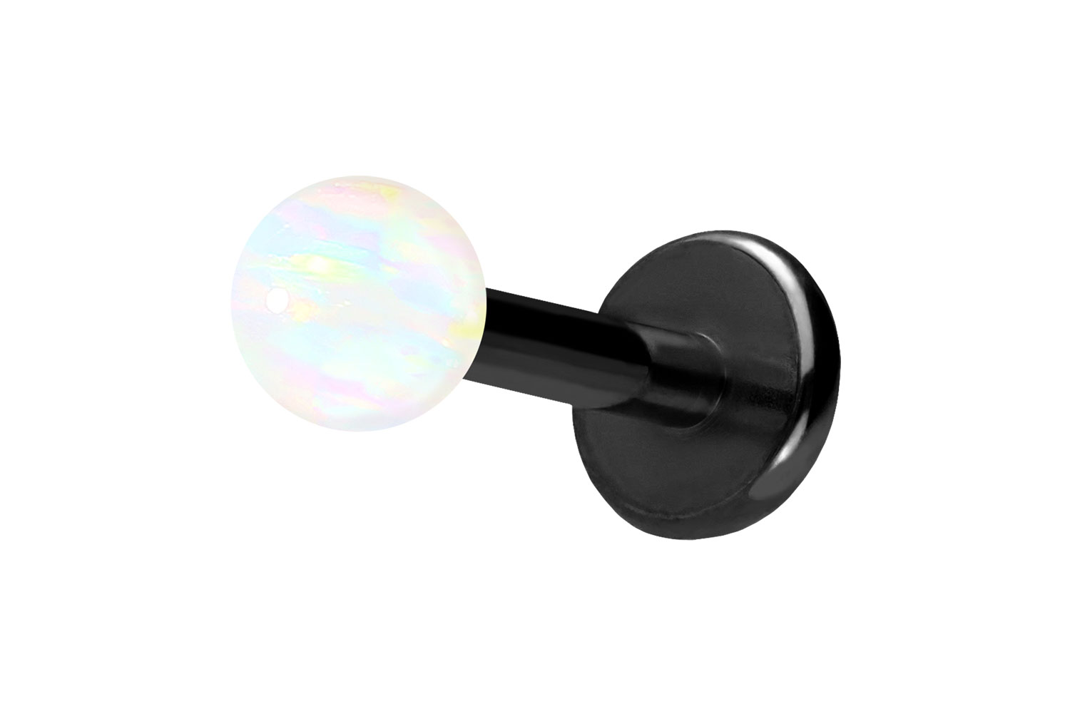 Titan Labret Piercing mit Push Fit SYNTHETISCHER OPAL